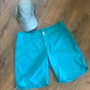 CARVE Sz6 BOARD SHORTS 9” Inseam Back Pocket Turquoise EUC